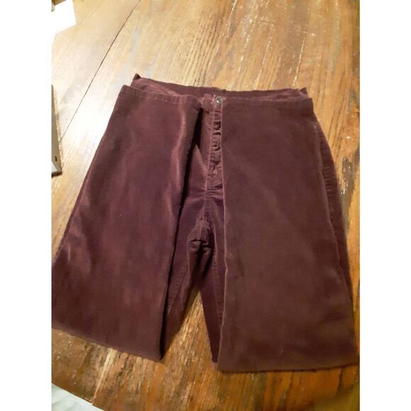 Size 10P DG2 Diane Gilman Burgandy Velour Soft Pants with Pockets Belt Loops - Picture 3 of 4